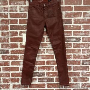 AG Adriano Goldschmied Farrah Skinny Ankle Leatherette Jean Pant Tannic Red 0R